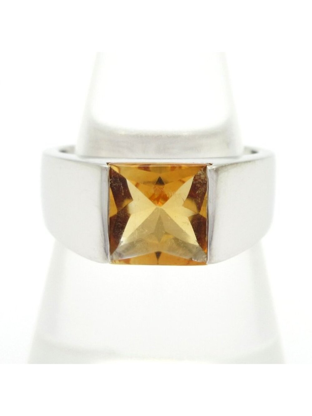 Cartier Ring 54 Tank 18k White Gold Citrine